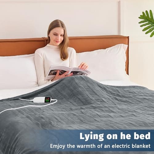 BOMOVA Heated Electric Blanket Twin - 62" x 84" Heating Blanket with 10 Heating Levels & 8 Hours Auto Off, Warm Flannel Blanket, Christmas Birthday Gifts for Women 5