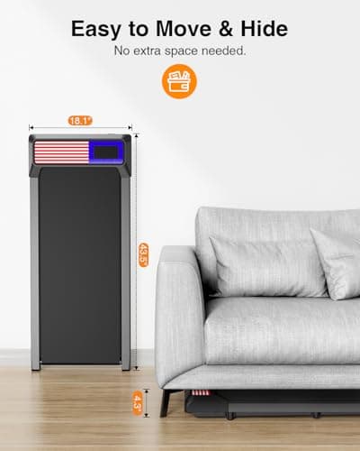 RJOP Walking Treadmill Pad Small with 8% Adjustable Incline and Removable Handle Bar, Compact Under Desk Treadmills for Home Small with APP Sync, Remote Control and LED Display, 2.5HP, Blue Red 5