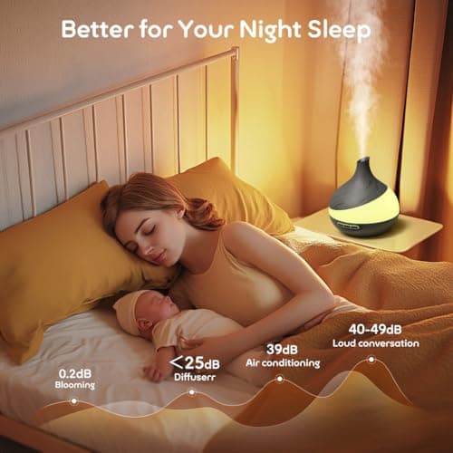 HJTHJT 500ML Essential Oil Diffuser: Aroma Diffuser with Remote Control for Hotel Spa Yoga Room - Humidifier with 14 Colors LED Night Light for Bedroom Home Relaxation (Ink Black) 8