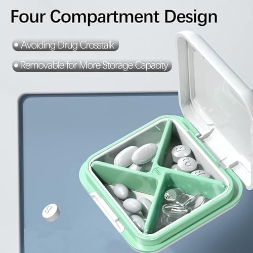 Small Pill Box,Pill Case,Pill Organizer,Travel Waterproof Portable Pocket Pill Box Medicine Organizer,Daily Pill Container for Purses Compact Travel Medicine Holder for Vitamins Medication Black 5