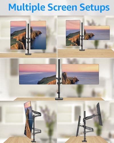 MOUNTUP Vertical Dual Monitor Mount Holds 4.4-17.6lbs, up to 32 Inch Stacked Monitor Mount with Gas Spring Arm with Clamp/Grommet Base Dual Monitor Stand for Desk, VESA 75x75/100x100 MU6012A 8