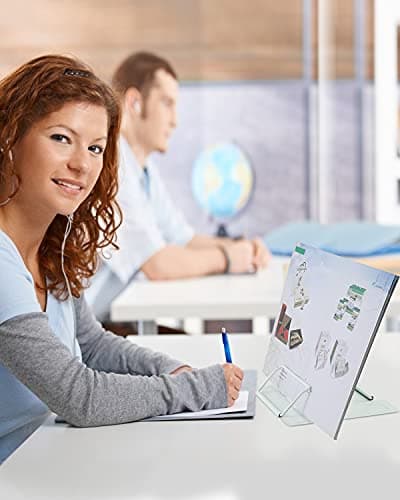 MSDADA Desk Book Stand Metal Reading Rest Book Holder Angle Adjustable Stand Document Holder Portable Sturdy Lightweight Bookstands-Textbooks Tablet Music Books Cook Recipe (Macaron Green) 6