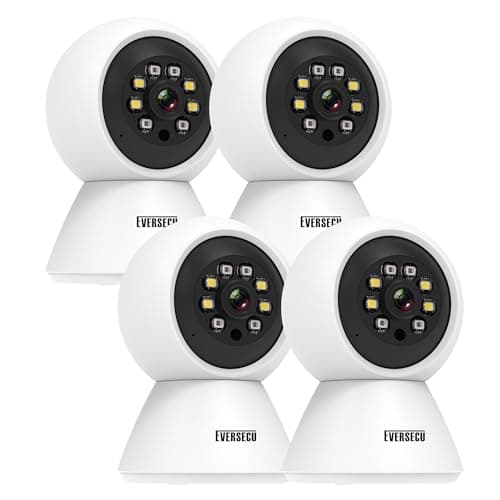 EVERSECU HD 2K 3.0MP WiFi Home Security Camera, Pan/tilt, Humanoid Auto Tracking, 2 Way Audio, Night Vision, Compatible with Alexa, Baby Monitor Elder Pet Camera(4pcs)