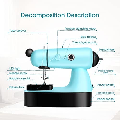 Mini Sewing Machine, Upgraded Electric Sewing Machine with Sewing Bag, Expansion Board, LED Light, Fast Stitch Suitable for Clothes,Cutains,Jeans,DIY Home Travel 2