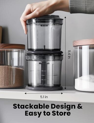 TWOMEOW Food Processor 4 Cup, Electric Food Chopper, 【Small but Powerful】Meat Grinder with 2 Bowls, 2 Speed & 4 Blades for Vegetable, Meat, Nuts, Functions for Chopping, Dicing, Mixing and Puree 6