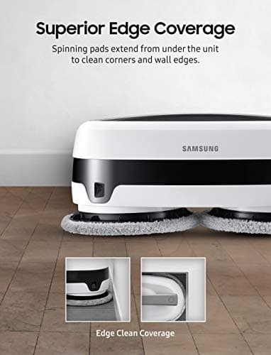 SAMSUNG Jetbot Mop, Cordless Robot Floor Cleaner, Wet Cleaning w/ Dual Spinning Pads, Smart Sensor to Clean Tile, Vinyl, Laminate, Hardwood Floors, Long Battery Life, VR20T6001MW, White 6