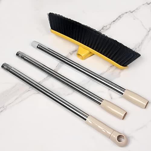 Push Broom with Long Handle, Floor Brush 49.6 inch Soft Bristle Broom 12.2" Wide for Cleaning Bathroom Kitchen Patio Garage Deck Tile Floor 7