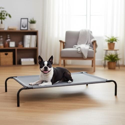 Amazon Basics Cooling Breathable Elevated Dog Bed with Metal Frame for Large Dogs, 51" x 31" x 8", Grey 8