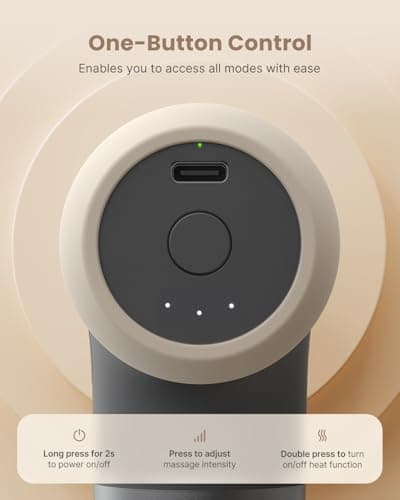 RENPHO Mini Thermal Massage Gun with Heat, Portable Deep Tissue Percussion Massager with 4 Heads for Neck & Back Comfort, Ultra-Quiet Operation for Home, Office & Travel, Includes Compact Carry Case 8