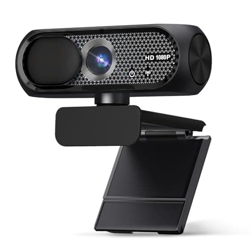 Shcngqio 1080P HD Webcam with Microphone, Noise Cancellation, Privacy Cover, Wide-Angle Lens, Auto Light Correction, Plug & Play USB Webcam for Laptop, Desktop, PC, Mac, Zoom, Skype, Streaming (Black)
