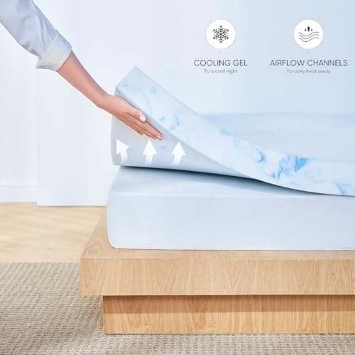 LINSY LIVING Memory Foam Mattress Topper California King, Cooling Gel Mattress Topper 2 inch Foam Mattress Toppers Cal King Size, Soft Mattress Pad for Bed, Sleeper Sofa, Dorm, CertiPUR-US Certified 5