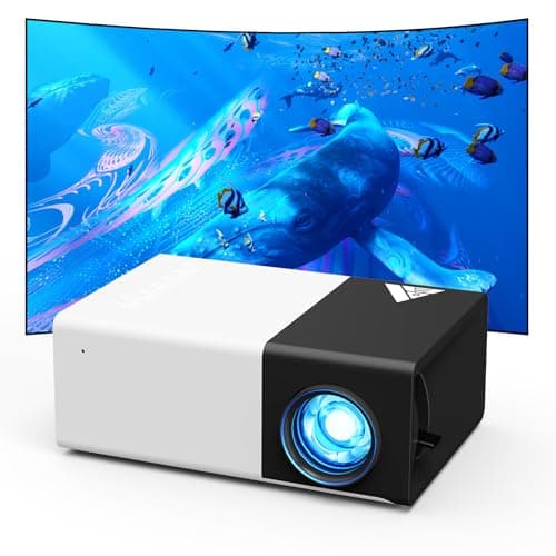 KHQ Mini Projector with Wifi Portable Projectors Support 1080P 170" Mini HD Movie Projector, Outdoor Projectors Compatible with Phone/ Tablet/ Laptop/ TV Stick/ HDMI/ USB - Black White