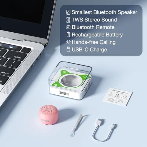 LEICEX Mini Wireless Bluetooth Speaker with Bluetooth 5.0 - Perfect for Travel & Outdoor Sound (Pink) 6