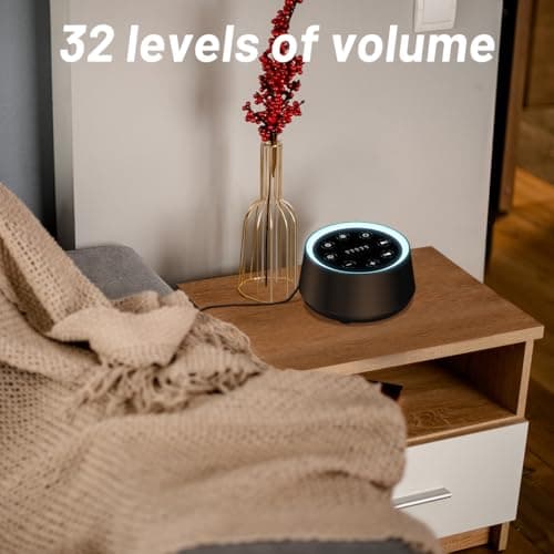 EasyHome Sleep Sound Machine White Noise Machines with 30 Soothing Sounds 12 Adjustable Night Light 10 Adjustment Brightness 32 Levels of Volume 5 Timers and Memory Function Home Travel Office 6