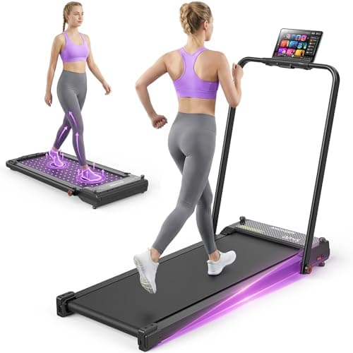 ANCHEER Folding Treadmill with Incline, 2.5HP Under Desk Treadmill for Home, 300lbs Low Noise Walking Pad with Remote Control and Handle Bar, Forest Green