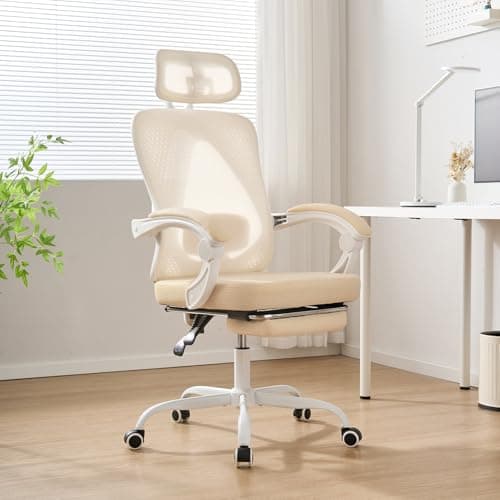 Ergonomic Office Chair with Retractable Footrest, 400LBS Capacity,Synchronized Armrest, Breathable Mesh, Adjustable Lumbar Support