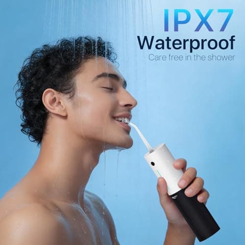 Bigsmile Water Flosser Electric Oral Irrigator Travel Shower Cordless Maintain Oral Cleanliness and Health IPX7 Waterproof Rechargeable (Black and White) 5