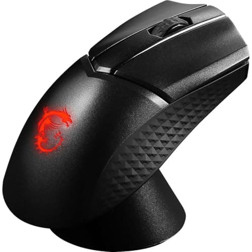 msi Clutch GM31 Lightweight Wireless Ergonomic Gaming Mouse & Charging Dock, 12K DPI Optical Sensor, 60M Omron Switches, Fast-Charging 110Hr Battery, RGB Mystic Light, 5 Programmable Buttons, PC/Mac