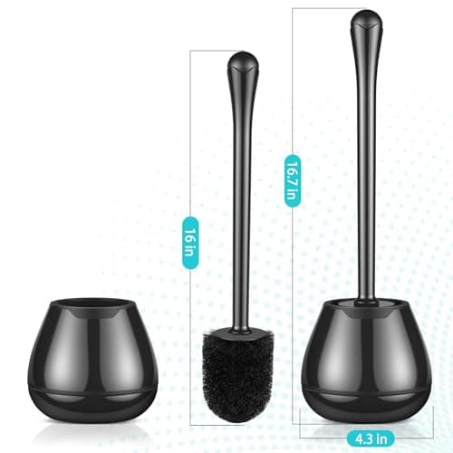 alpsnow Toilet Brush and Holder, Toilet Bowl Brush with Long Handle, Plastic Holder Easy to Hide, Drip-Proof, Easy to Assemble, Deep Cleaning 6