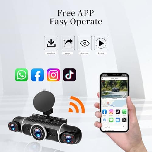 Zunfly 4 Channel Dash Cam, 360 Dash Camera FHD 1080P x 4 Dash Cam Front and Rear, 2K Front +1080P Inside*2 Car Camera with 64GB Card, Built-in WiFi GPS, Loop Recording, WDR, Night Vision 6