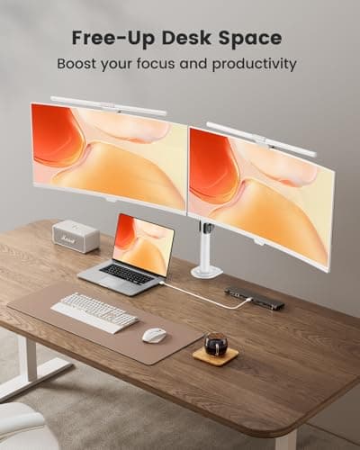 ErGear Fully Adjustable Dual Monitor Mount for 2 Screens up to 32 Inches, Holds up to 17.6 lbs Each Arm, Desk Stand, White 5