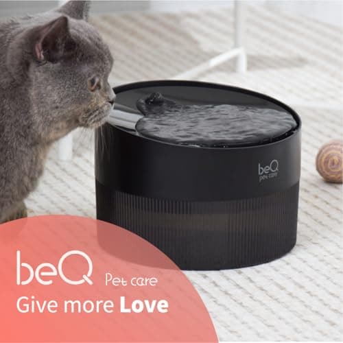 beQ Cat Water Fountain,2.5L/84oz Indoor Ultra-Quiet Pet Water Dispenser, BPA Free, Visible Water Level, Suitable for Cats, Small Dogs, and Other Pets, with Large Size Filter 7