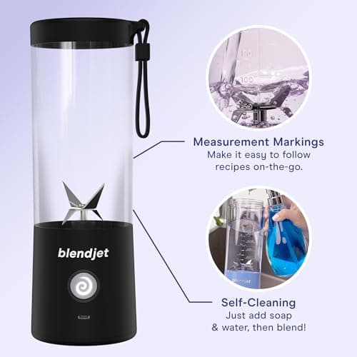 BlendJet Portable Blender for Smoothies & Shakes - 16oz BlendJet 2 Cordless Personal Small Blender, USB-C Rechargeable & Self Cleaning - Quiet Mini Travel Blender with Stainless Steel Blade (Glacier) 4