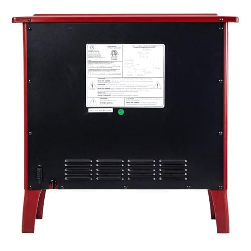 Country Living Infrared Freestanding Electric Fireplace Stove Heater in Deep Red | Provides Supplemental Zone Heat with Remote, Multiple Flame Colors, Metal Design with Faux Wooden Logs 5