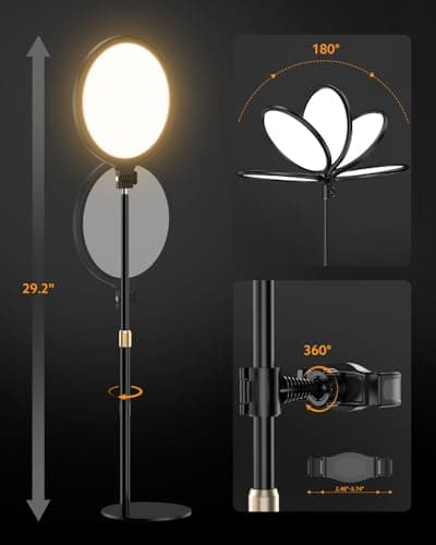 Ring Light with Stand for Zoom Meetings, 360° Rotate 10.5" Zoom Lighting for Computer Video Conference Light Desk Light, Full-Screen LED Lighting with Phone Holder for Live Streaming, Video Call 7