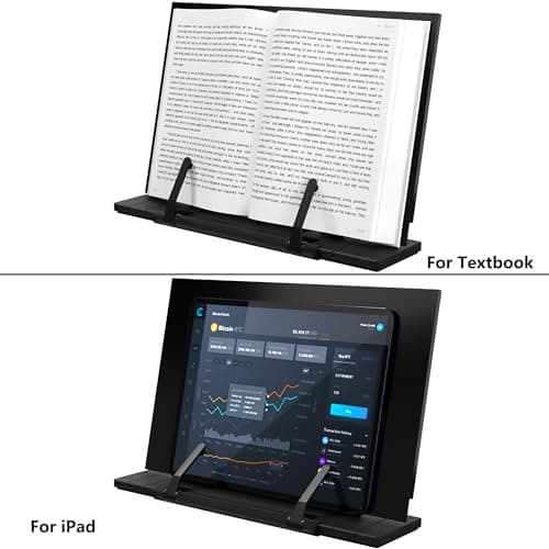 Readaeer Metal Book Stand for Desk Portable Document Holder for Cook Book, Music Book, iPad, Laptop, Reading Rest with 7 Adjustable Positions and Page Paper Clips 5