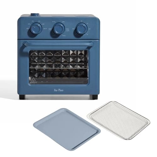 Our Place Wonder Oven & Essentials Kit | 6-in-1 Air Fryer Toaster Oven with Steam Infusion | Countertop Convection Oven Combo with Extra Bake Pan & Air Fryer Basket | Non-toxic, PFAS-Free | Blue Salt