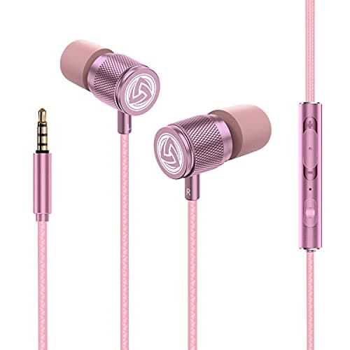 LUDOS Ultra Wired Earbuds in-Ear Headphones, 5 Years Warranty, Earphones with Microphone, Noise Isolating Ear Buds, Memory Foam for iPhone, Samsung, School Students, Kids, Women, Small Ears - Pink 7