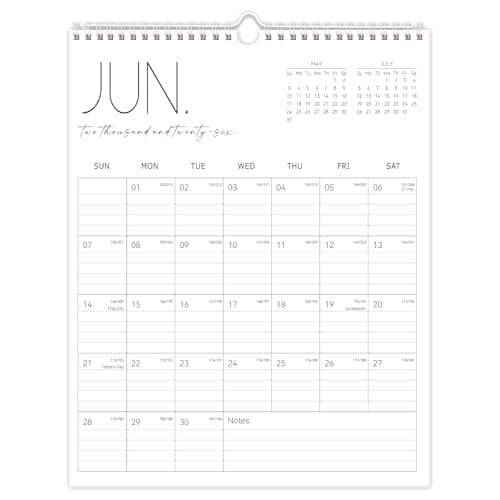 Guasslee Wall Calendar 2026-2027, Vertical Calendar Wall 2026, Jun. 2026-Dec. 2027, 19-Month Paper Calendar Spiral Bound, Monthly Planner Wall for Office School Home Easy Organizing, 14” X 11”
