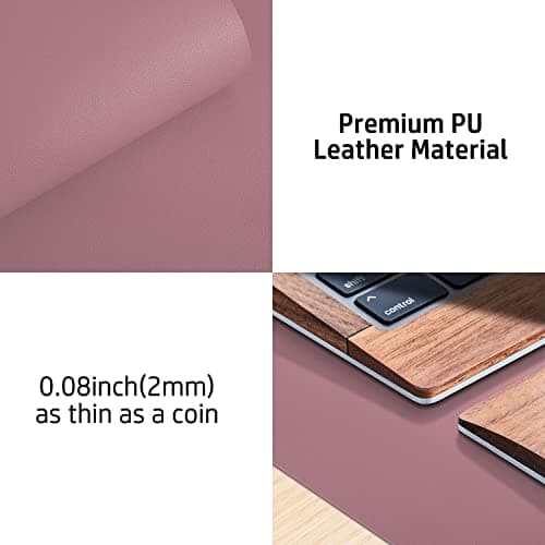 Aothia Leather Desk Pad Protector, Mouse Pad, Office Desk Mat,Non-Slip PU Leather Desk Blotter, Laptop Desk Pad, Waterproof Desk Writing Pad for Office and Home (Dark Pink, 23.6" x 13.7") 7