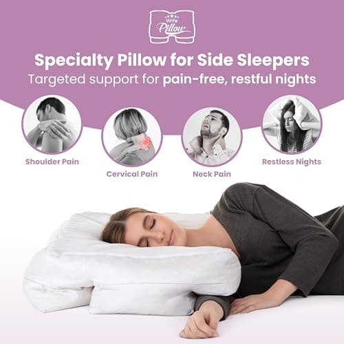 Wife Pillow The Side Sleeper Pillow with Arm Hole for Shoulder Pain - Arm Tunnel Pillow for Side Sleepers, Shoulder Relief & Neck Support Comfort Sleep Pillow for Adults - Down Alternative Fiber Fill 5