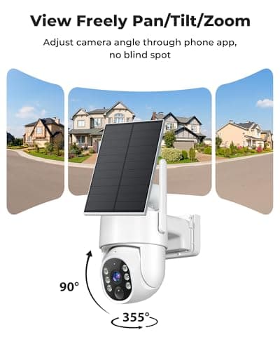 Security Cameras Wireless Outdoor 5G& 2.4G, No Subscription, 2 Cam-Kit,4MP Solar Powered Home Security Cameras System With 360°PTZ,128GB Local Storage,Color Night Vision WiFi Cameras for Home Security 6