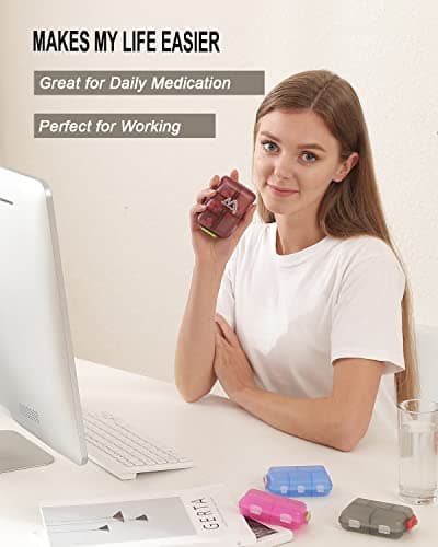 4PS Travel Pill Organizer with 164 Slice Labels，10 Compartments Travel Pill Box Portable Folding Small Pill Case Daily Pill Container Used for Carry Storage Medicine Organizer By M MUchengbao 9