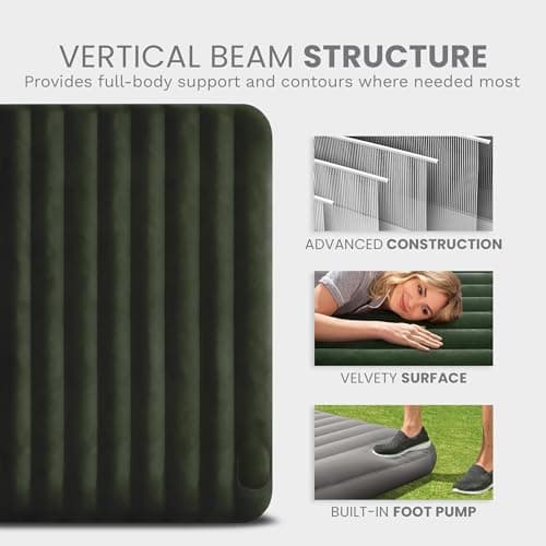 Intex 64762E Dura-Beam Standard Downy Air Mattress: Fiber-Tech – Full Size – Built-in Foot Pump – 10in Bed Height – 300lb Weight Capacity 8