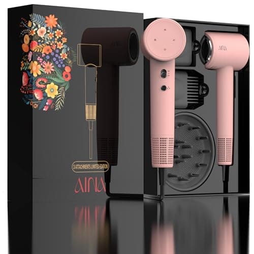 AINA Hair Dryer,Blow Dryer with Diffuser Brush Comb for Women - BLDC Hair Dryer - Brushless Motor, 110,000 RPM Lightweight,Ionic Travel, 3 Magnetic Attachments 110V/ALCI(Baby Pink)