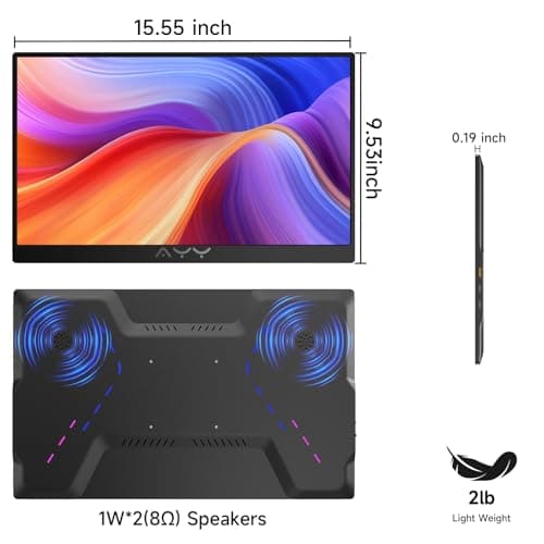 AYY 17.3" Portable Monitor 240Hz, 1080P FHD Laptop Gaming Monitor, 100% sRGB Eye Care IPS HDR Screen, USB-C HDMI Travel Monitor for PC Mac Phone Xbox PS5 Switch Laptop, w/Smart Cover & Speakers 8