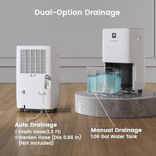 Kesnos 80 Pints Energy Star Dehumidifier for Home, Basement with Drain Hose, Front LED Display and 1.06 Gal Water Tank, Ideal for Large Room up to 5,500 Sq. Ft., Featuring Auto Defrost, Timer Function 4