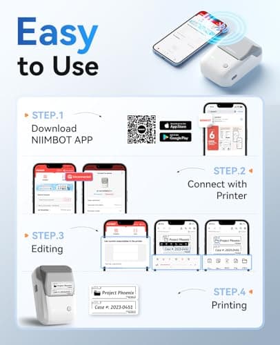 NIIMBOT B1 Label Maker Machine, Thermal Label Printer Easy to Use for Office, Home, Business, Came with 1 Roll White Label(Grey) 7
