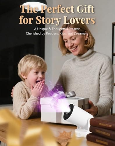 Projector for Books, Projector Reading, HD Mini Portable Projector 4K with 180° Rotatable, Auto Vertical Keystone, Quiet Operation, Cozy Reading and Home Theater 6