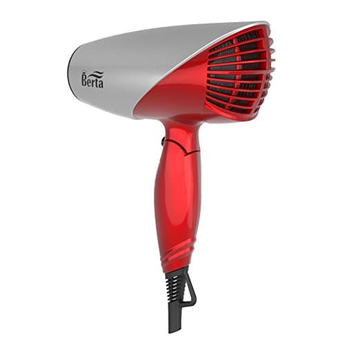 Berta 1875W Folding Hair Dryer Travel Dryer with Negative Ions, Dual Voltage Lightweight Compact Blow Dryer, 2 Heat 2 Speed Settings for Salon Styling, Red 9