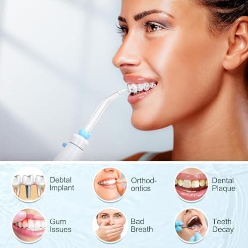Homuserr Water Flosser, Power Dental Water Flossers for Teeth & Braces Cleaning, Oral Irrigator Electric flosser for Adults & Kids with 10 Pressures & 8 Tips, 600ml Water Flosser for Family 7