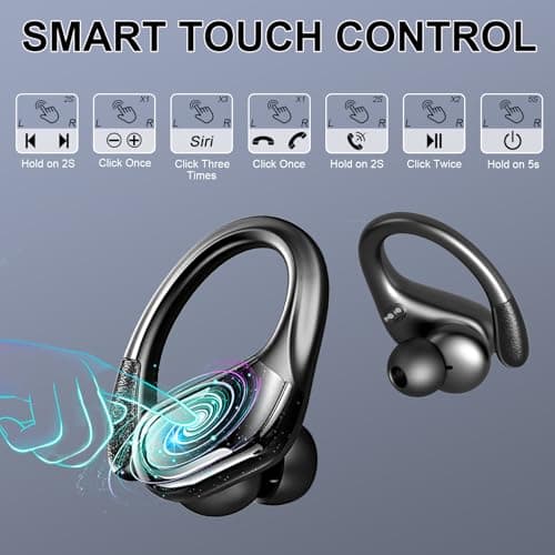 Wireless Earbuds Sport, Bluetooth 5.4 Headphones 2025 Bluetooth Earbuds with 75Hrs Stereo, 4 ENC Mic, Over-Ear Buds with Earhooks Noise Canceling Earphones , IP7 Waterproof Headset for Workout/Running 7