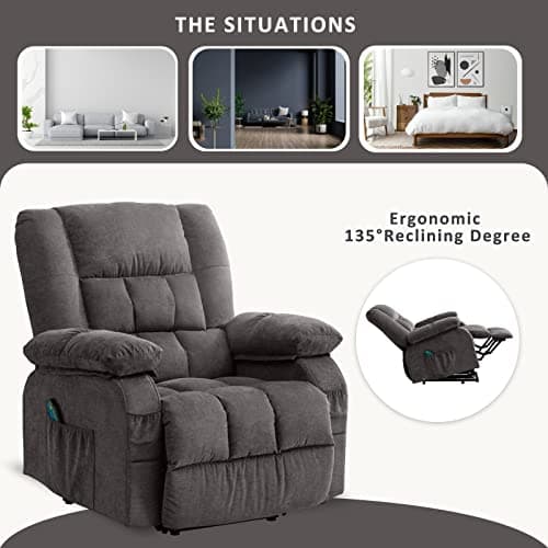 BOSMILLER Power Lift Recliner Chair Recliners for Elderly with Heat and Massage Recliner Chair for Living Room with Infinite Position and Side Pocket,USB Charge Port 7