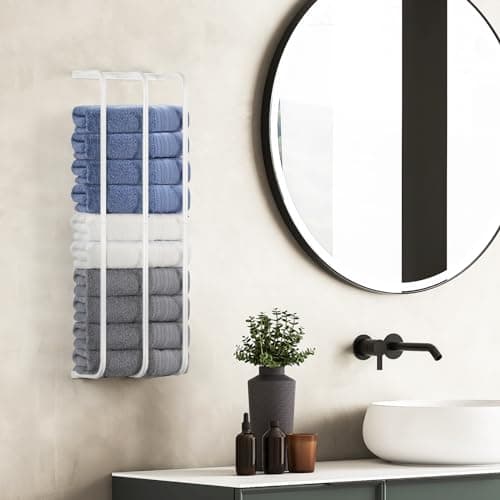 Towel Rack for Bathroom Wall Mounted Towel Holder for Rolled Towels Metal Towel Storage for Wall 3 Bar Wall Towel Rack for Small Bathroom Spa Salon Hotel (White) 6