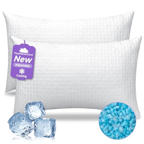 PlushHavenCloud New Adjustable Pillows Queen Size Set of 2 - Cooling Shredded Memory Foam Pillow for Sleeping 2 Pack, Bed Pillows for Side, Back, and Stomach Sleepers, Supportive, Washable Cover 9