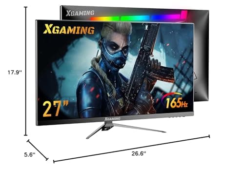 XGaming 27 Inch Curved Monitor 2K 165Hz 1500R, QHD 2560 x 1440p Gaming Computer Display, 16:9 HDMI, 1ms, FreeSync, 99% sRGB, Eye Care HDR PC Screen Built-in Speakers, VESA, Tilt Adjustable 8